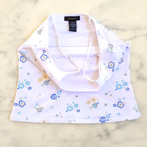 NWOT. Express Cotton/Spandex Cami with built-in bra and multi color flowers. - Picture 3 of 3